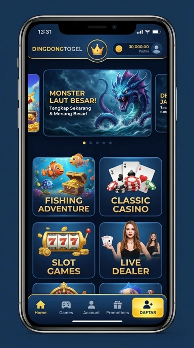 Layar utama dingdongtogel — antarmuka bersih setelah instalasi
